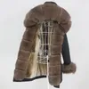 Dames bont faux OFTBUY waterdichte winterjas dames lange parka echt konijn jas natuurlijke wasbeer kraag kap warm streetwear 231012