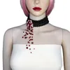 Hänge halsband unik nackkedja bra textur kvinnor halsband justerbar kostym tillbehör faux pärlor choker halloween dekoration