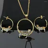 Kedjor Creative Leopard örhängen halsband smycken set emalj vintage djur för kvinnlig trend grossist