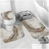 Tende da doccia Marmo Bianco Tenda da doccia Set con tappeto antiscivolo Tappetino da bagno Tappeto Tende da bagno moderne Coperchio WC Er Home Decorati Dh2Ct