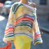 Women's Sweaters Women Rainbow Stripe Knit Loose Sweater Woman Vintage Pullover Spring Autumn Clothes Winter Clothing 2023