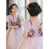 Girl Dresses Summer Cute Flower Long Ball Gown Princess Dress V-neck Sequins Party Prom Pageant Little Kids Communion Ceremony Birthday
