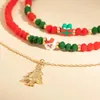 Colares Pingente Coreano Bonito Vermelho / Verde Cristal Frisado Clavícula Colar Moda Metal Árvore de Natal Boneco de Neve Jóias