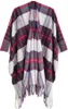 Xales WeHelloAcrílico Fibras Manto para Mulheres Mangas Xale Outono e Inverno Turismo Checkered Poncho Capes Lady 231012