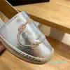 Skórzane litery lniane na Espadrilles buty podeszwy sprężyn mieszkalny mokasyna designerskie buty dla kobiet swobodne
