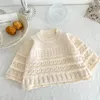 Dziewczyna sukienki 2023 Autumn Baby Retro Retro Knited Sweter Sweter Sweter Boy Niemowlę Czyste Kolor Suspeners Koszyt Bawełniany top