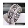 Anelli nuziali Victoria Wieck Vecalon Scintillanti gioielli di lusso 925 Sterling Sier Pave Tiny White Sapphire Cz Diamond Donne Wedding Jewe Dhpyk