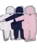 Småbarn spädbarn romper babykläder set pojkar flickor full ärm bomull mjuk jumpsuits rompers hatt haklapp 3 st/set suit012