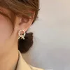 Stud Earrings Trendy 14K Real Gold Plated Circle Pearl For Women Girl Korean Fashion Jewelry S925 Silver Needle Zircon Gift