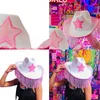 Boinas Mulheres Western Pink Star Cowboy Hat Cowgirl com Tassel Party Classic Cap