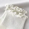 Women Socks 5 par Japanese Ruffle Trim Cotton Crew Girls Student Casual Solid Short Tube Ankel Spring Autumn Hosiery