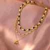 Anhänger Halsketten Nette Kleine Biene Reis Perlen Mehrschichtige Halskette Für Frauen Trendy Damen 2023 Mode Schmuck Großhandel