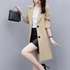 Vestes pour femmes Couleur unie Manteau à manches longues Élégant Cardigan à revers Double bouton Trench avec poches pour style d'affaires formel OL