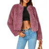 Women's Fur Women 2023 Fashion Winter Cropped Coat Long Sleeve Faux Furs Fleece Outwear Dropship