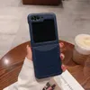 Étui de téléphone de luxe avec empreinte de fleur pour Samsung Z Flip 5 4 3, fente pour carte en cuir, poche arrière, coque antichoc, Flip5 Flip4 Flip3, Protection pare-chocs