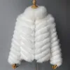 Piel de mujer Faux Jaxmonoy Casaco De Pele Winter Real Coat Lady Fashion Chaqueta reversible de lujo con cremallera Fuffly Outerwear 231012