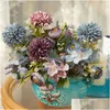 Dekorativa blommor konstgjorda blommor hortensia rosvita sidenbord mittpieces bröllop peony mormor boll falsk dhubr