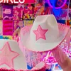 Boinas Mulheres Western Pink Star Cowboy Hat Cowgirl com Tassel Party Classic Cap