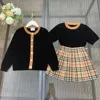 어린 소녀 드레스 옷 세트 검은 색 가을 패션 소녀 의상 꽃 웨딩 드레스 옷 스웨터와 스커트