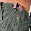 Jaqueta Carhart Detroit Lapela Lavada Jaqueta de Trabalho Antiga Jaqueta Retro Jaqueta Solta com Zíper Jaqueta de Algodão Masculina Bomber Jaqueta de Algodão com Zíper para Homens