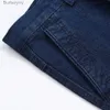 Jeans pour hommes Nouveauté Jeans extensibles pour hommes printemps automne décontracté haute qualité coton coupe régulière Denim pantalon bleu foncé Baggy pantalon L23101