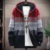 Herrtröjor män cardigan höst vinter huva tröja jacka varm kashmir casual ull zipper smal fit fleece jacka kappa stickad tröja j231012