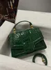 10a Toppklass Crocodile Pattern Women Handbag Classic Metal Letter Sequin Flap Opening High End Show Style Designer Bag