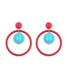 Boucles d'oreilles pendantes R121 Dopamine fille fête grand cercle rose vert rouge bleu perles de contraste grande femelle acrylique pour les femmes