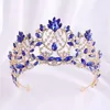 Green Red Blue Crystal Tiara Crown Elegant Queen Tiara Wedding Birthday Party Princess Hair Dress Accessories