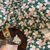 Sängkläder sätter bomullsgångsoljemålning Rose Set Washed Flowers Ruffles quilt Cover Flat/Fitted Sheet Pudow Pacases