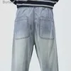 Мужские джинсы OUSSYU, брендовая одежда, новые джинсы из мягкой лиоцелловой ткани, мужские свободные прямые толстые джинсовые брюки с эластичной резинкой на талии, большие размеры M-5XLL231011