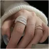 Sterling Sier Unique Lines Rings For Women Jewelry Finger Adjustable Open Vintage Ring Party Birthday Gift Dhgarden Otmfi