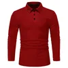 Polo's voor heren Lente en herfst Effen kleur Revers T-shirt met lange mouwen Dunne Europese maat poloshirt 231012