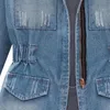 Women's Plus Size Outerwear Coats Plus Size Women's Jacket Pockets Denim Jacket Women White Wash Long Sleeve Vintage Casual Jean Jacket Coat Mujer Chaqueta 231011