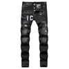 الجينز المصمم للرجال Dsquare Denim Pant Trendy Hip Hop Stretch Fit Fit Fit Mid Rise Men Massion Massion Black Denim Pants Men Jans