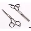 Hår sax C1005 55quot 440C Anpassad logotyp Black Professional Human Hair Scissors Barber039S frisörskärning eller tunnare60789 DHEFN