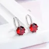 Boucles d'oreilles cerceau Simple femme 925 timbre Plata 9 couleurs coupe princesse grand Zircon rond pour les femmes Bijoux déclaration Bijoux