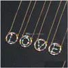 Pendant Necklaces 26 A-Z English Initial Necklace Round Letter Diamond Gold Chains Women Jewelry Will And Jewelry Necklaces Pendants Dhzay