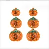 Novos grânulos de arroz abóbora halloween brincos em massa laranja tecido grânulo balançar brinco para mulheres meninas moda jóias presente