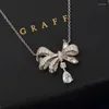 Kedjor Klassisk lyxig mode Original 925 Sterling Silver Butterfly Diamond Necklace for Women Party Wedding Present