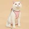 Katthalsar leder Cawayi kennel Pet Harness Leash Set Training Walking Leads For Small Cats Dogs Floral Print Harness Collar Juster Leases Set 231011