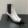 2023-Designer Luxury Pure Color Pointed Boots Womens Outdoor Party Chelsea Ankle Boot Lady