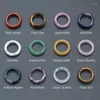 Wedding Rings Round Natural Stone Crystal Ring For DIY Jewelry Making Circle Original Stones Pink Quartz Black Green Aventurine Jewellery