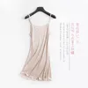 Women's Sleepwear GUIYI Ladies Knitted Silk Suspender Skirt Adjustable Strap Camisoles Women Slip Nature Bottoming Long