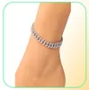 Mode Womens Anklets Armband Iced Out Cuban Link Chain Anklet Armelets Gold Silver Pink Diamond Hip Hop Jewelry9295719