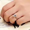 Clusterringen Vintage belofte liefde verlovingsring luxe vrouwelijke kleine vierkante steen 100% echt 925 sterling zilver bruiloft voor vrouw261r