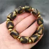 Strand Vintage en détresse Dzi Agate Bracelet Tube perles