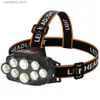 Lampade frontali Faro da 8 LED Ricaricabile a lungo raggio Super luminoso Lampada da pesca notturna montata sulla testa Lampada da minatore Luce per sport all'aria aperta Q231013