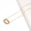 Pendant Necklaces 2023 Arrivals Hollow Out Small Oval Frame Inlay Multicolor Crystal Necklace For Women Girls Fashion Jewelry