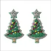 Серьги из рисовых бусин Рождественская елка Санта-Клаус Снежинка Ручное плетение Богемские изящные серьги